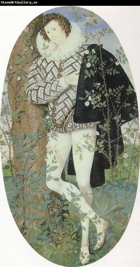 Nicholas Hilliard A Youth Leaning Against a Tree Among Roses